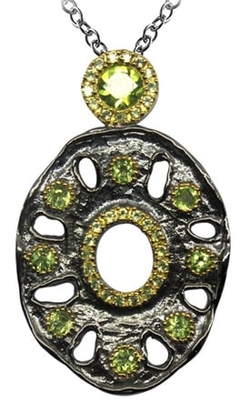 Art Jouel peridot blackened oval pendant