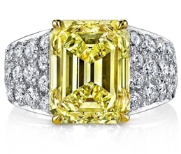 Joshua J fancy yellow emerald-cut diamond ring