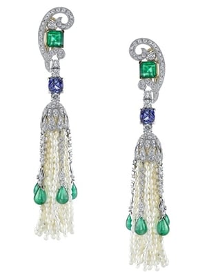 Vanna K Art Deco tassel earrings