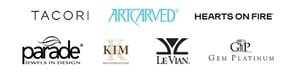Tacori, Artcarved, Hearts on Fire, Parade, KIM International, Le Vian, Gem Platinum