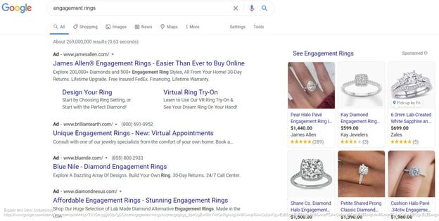 Screenshot of engagement rings - Google Search